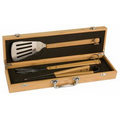 3 Piece Bamboo BBQ Set in Bamboo Case